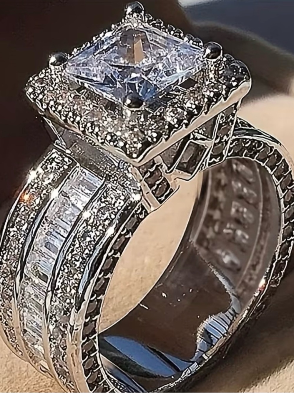 Sterling Silver CZ Halo Engagement Ring - White